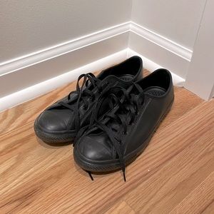 Black Leather Converse shoes (womens 9)